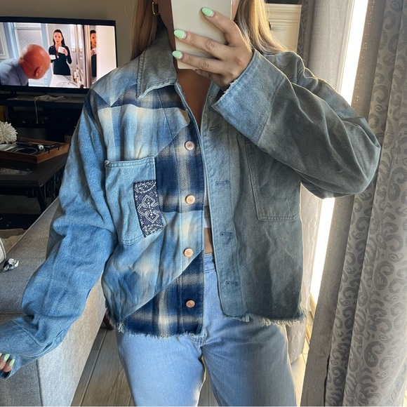 Free People | Patchwork Denim Jean Jacket Size; small - Picture 2 of 8
